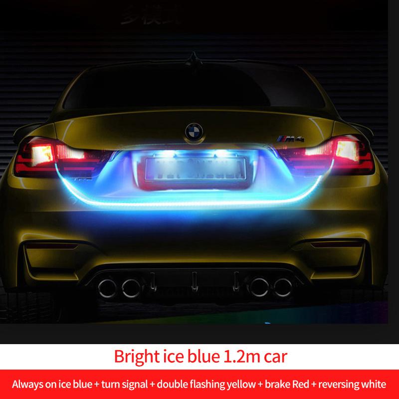 12V 120CM Auto Trunk Light LED Strip Running Brake Reverse Turn Signal Lamp 5050 RGB 72 SMD Waterproof Flowing Light Car Styling