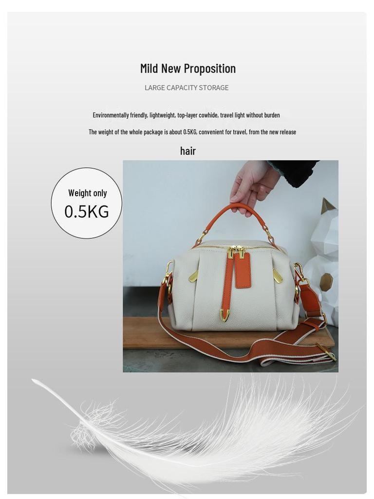 Damen Echtleder Boston Tasche – Stilvolle Farbblock Crossbody Handtasche & Tote