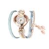  Women Vintage Shining Love Crystal Bracelet Dial Analog Quartz Wrist Watch