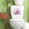 Wandaufkleber mit Aufschrift „Rosa Blumen, grüne Pflanze, Toilette mit Badezimmer, Badezimmer, Heimverschönerung“, 15,2 x 20,3 cm
