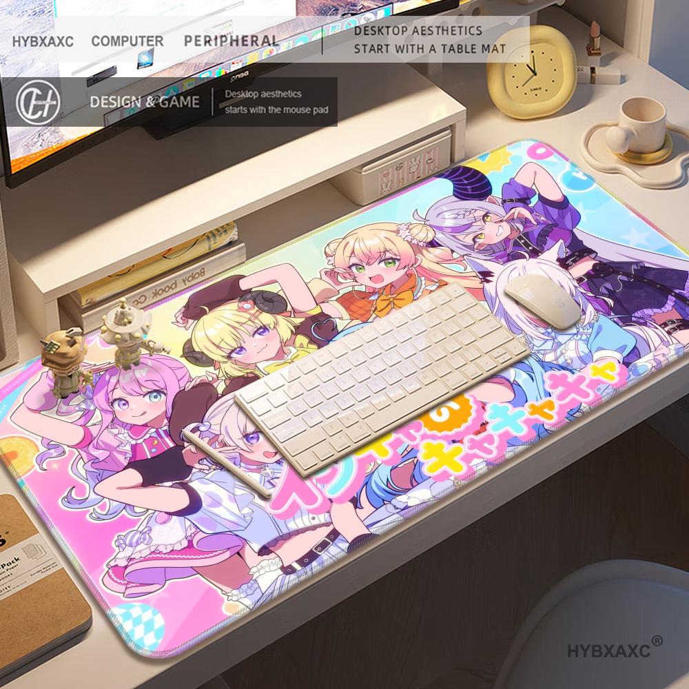 HYBXAXC Large HD Printing Hololive Group Photo Mouse Mat Non-slip Rubber Mat Office Cute Anime Girl Lock Edge Mouse Pad Carpet