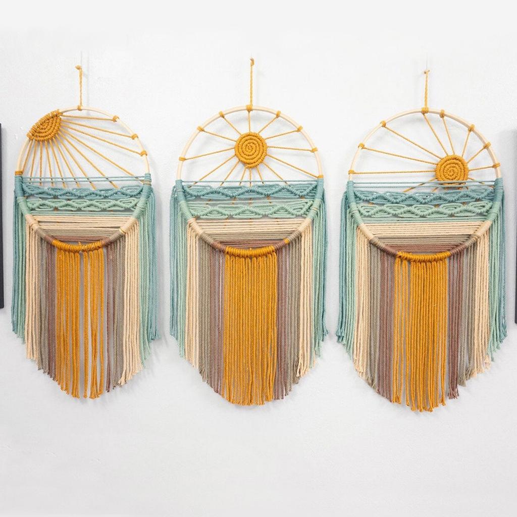 Colorful Ring Fringe Tapestry Handwoven Bohemian Wall Hanging Decor for Living Room Bedroom