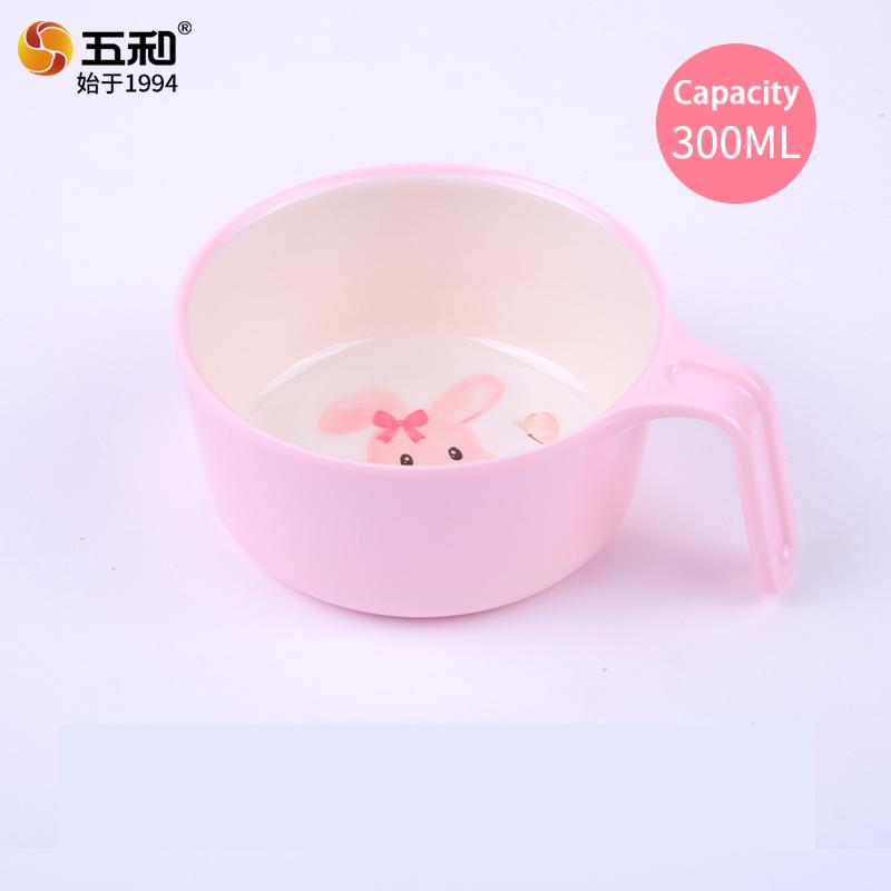 Pink Bunny Baby's Tableware Anti-scald Double-eared Plate Rabbit Shaped Complementary Food Bowls Anti-Fall Cartoon Dinner Plates