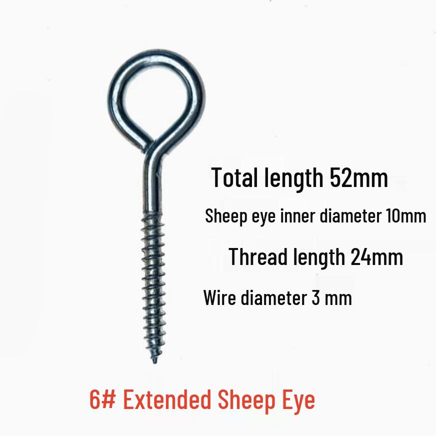 Sheep Eye Nail Hook with Ring, Self-Tapping Wood Screw, 9-Shaped Question Mark Lamp Hook for Windows.