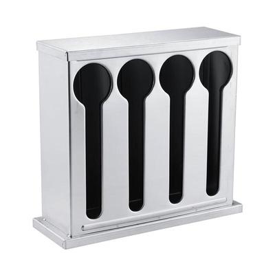 Stainless Steel 4-Compartment Spoon Holder with Lid