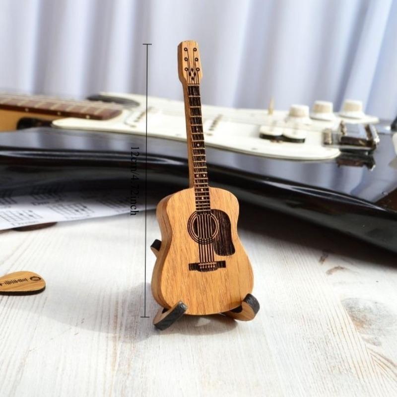 1PC Wooden Acoustic Guitar Pick Box, Wood Decorative Ornament