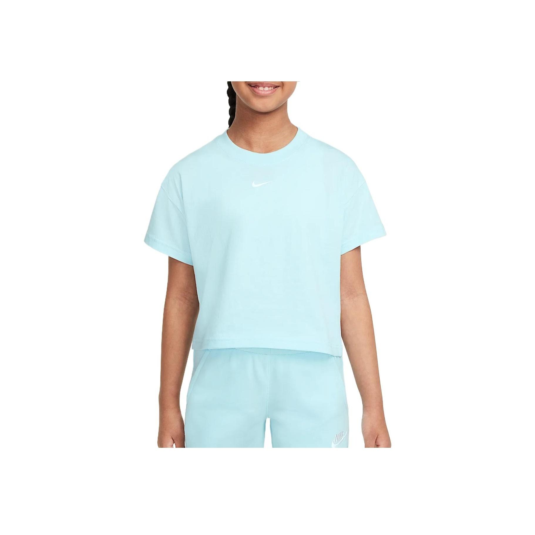 

Nike Sportswear Swoosh Essential Comfortable Soft Fashionable Short Sleeve Kids Tops Glacier-Blue FZ5559-474 XL