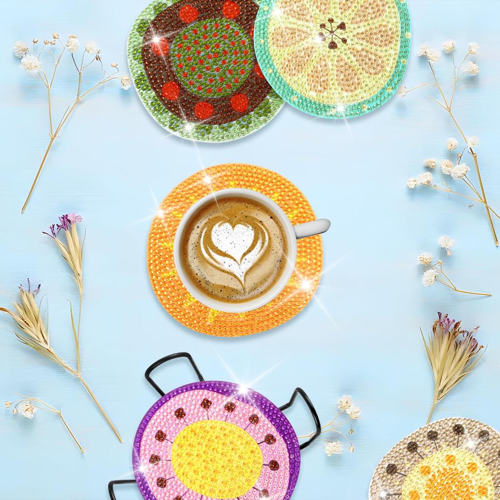 LUCKYBEE Diamond Art Coaster DIY Diamond Beads 5D Diamond Painting Mandala Diamond Coaster Craft Kit for and Set with Holder Kit, Kit, Kit, Beginners,