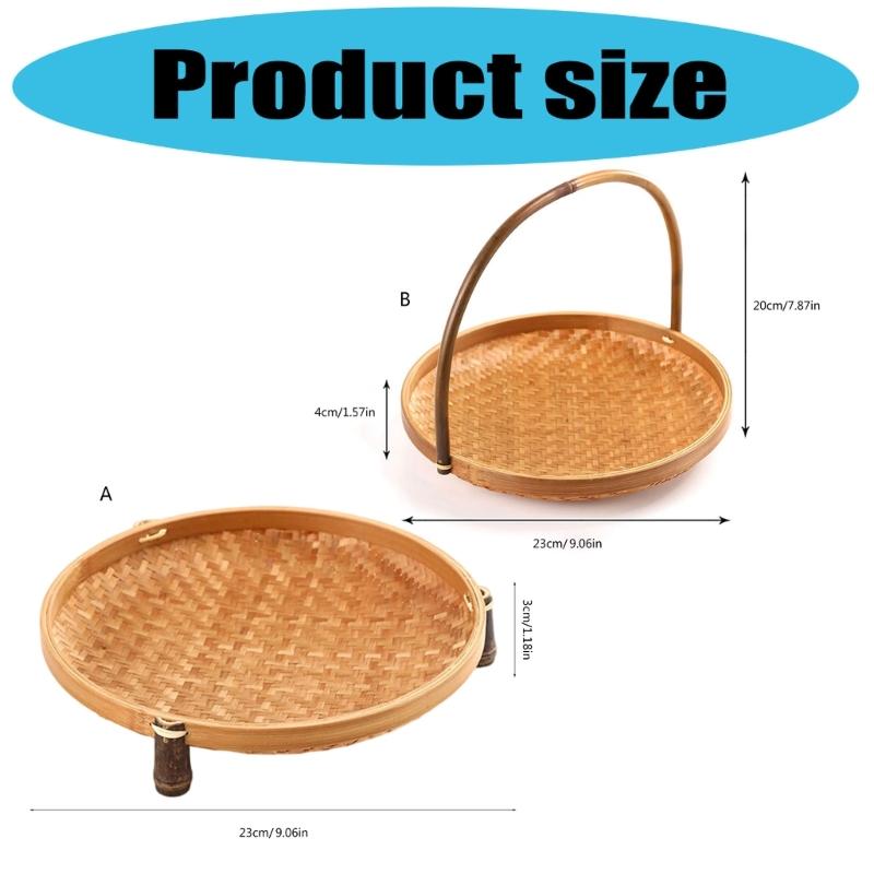 Handcrafted Bamboos Snacks Plate Lightweight Portable Fruit Dessert Tray For Kitchen Dining Outdoor Event