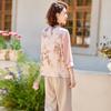 Pasite New Chinese Style Floral Chiffon Shirt & Pants Set