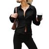Mode Chemise Rayée Coupe Ajustée pour Femme Manches Longues Blouse Élégante Col de Chemise Bureau Décontracté Hauts Courts Simples Simples Printemps Été Streetwear Vêtements de Base