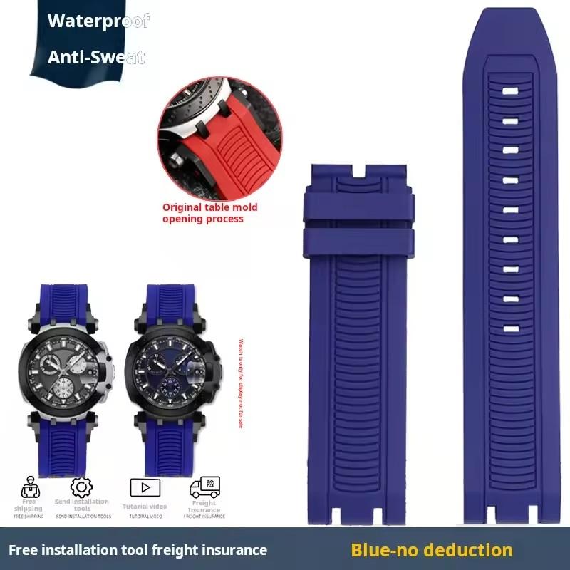Sports Silicone Rubber For Tissot Racing T115417A Series Special Double Notch Watch Strap T115.427 Men's Watch Chain Watchband
