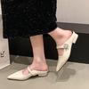 Women's Summer Outerwear Spring and Autumn New Korean French Style Temperament Silver Single Shoes Comfortable Thick Heel Sandal