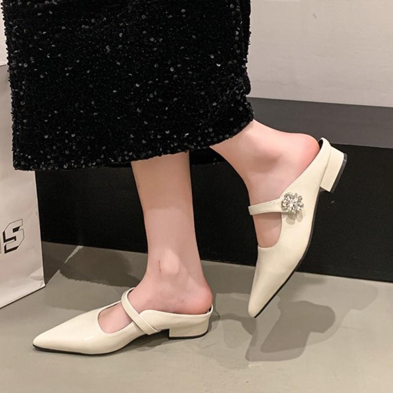 Women's Summer Outerwear Spring and Autumn New Korean French Style Temperament Silver Single Shoes Comfortable Thick Heel Sandal