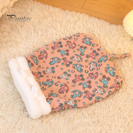 Winter Cat Sleeping Bag Cozy Semi-Enclosed Pet Sack for Indoor Cats 360-degree Wrap Self-warm Plush Cat Bed for Small Pets