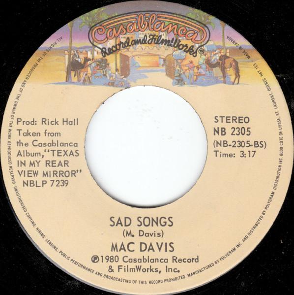 

7inch Record MAC DAVIS Texas In My Rear View Mirror NB2305 Casablanca 1980 Canada CountryFolk Used