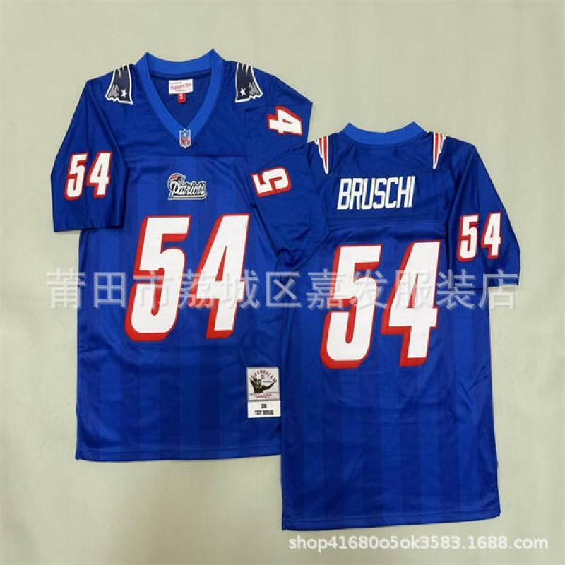 Retro American Football Jersey Mens Cotton T-Shirt Vintage Team Patriot 12 24 28 Short Sleeve Fall