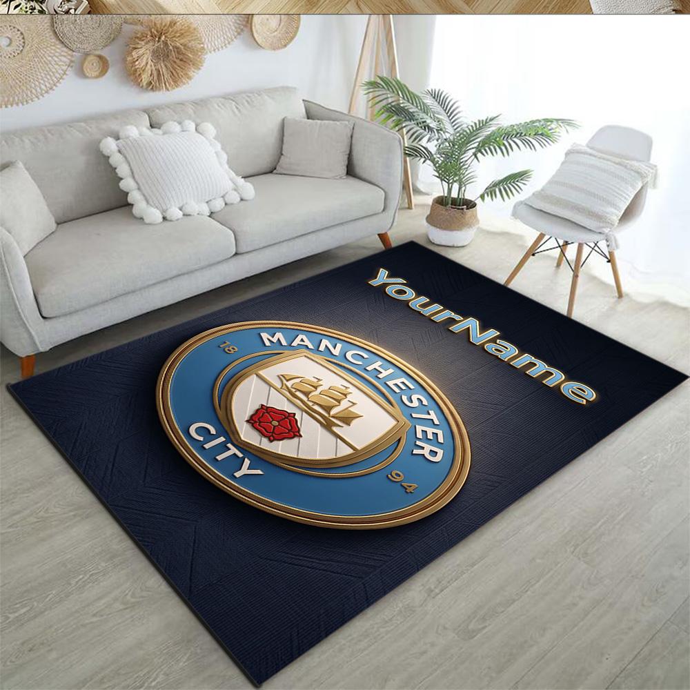 Manchester City Customizable Name Floor Mat Suitable for Kitchen Bedrooms Balcony Hallway Anti-slip Rug Anime Office Decor Gift for Festivals