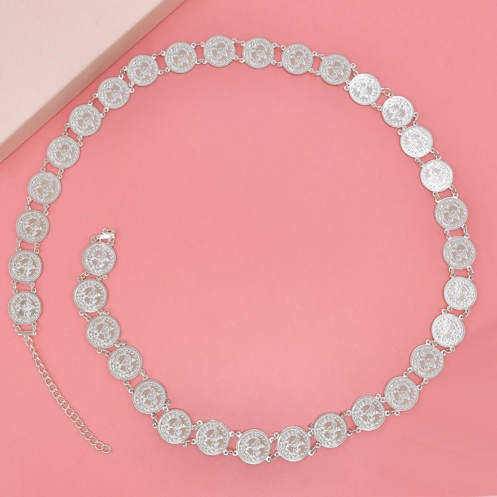 Traditional Metal Ethnic Style Belt Tassel Thailand Gold Belt Wrist Jewelry Hollow Out Metal Coin Waist Chain Party Decoration