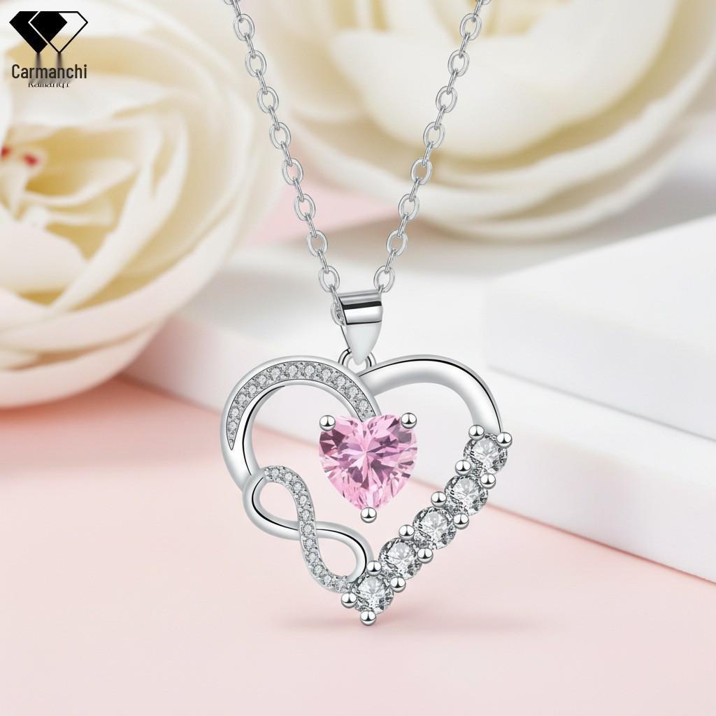 Infinity Heart Diamond Necklace for Women - European and American Style