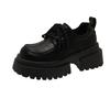 Cowhide Version~ Platform Leather Small Leather Shoes Women's British Style Retro Height-increasing Muffin Shoes Thick Heel Loafer Single Shoes Wom
