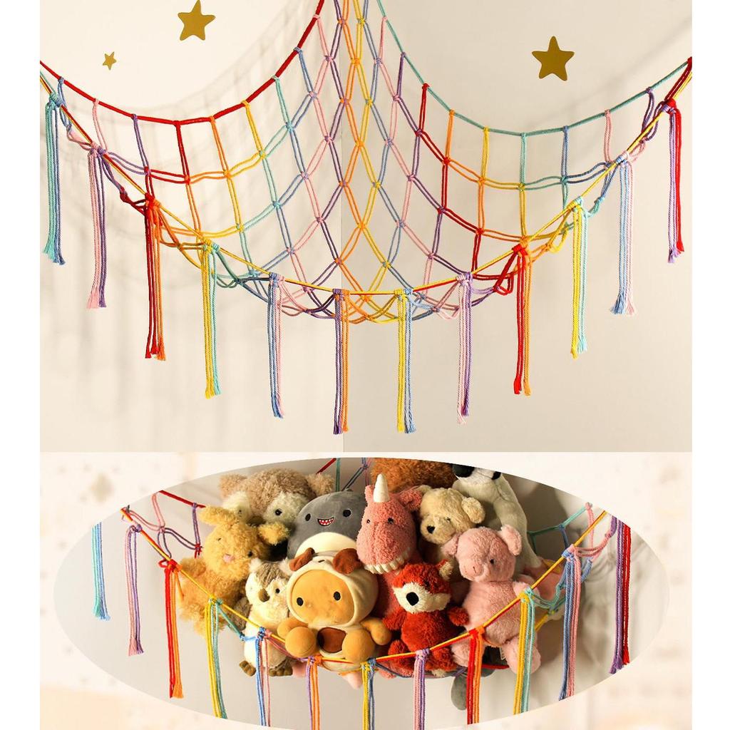 Bohemian Woven Toy Storage Triangle Net for Bedroom Corners