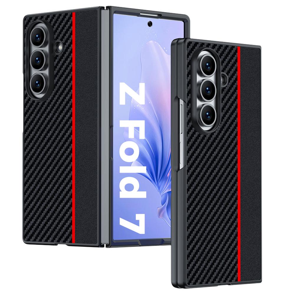 For Samsung Galaxy Z Fold7 5G Case Carbon Fiber Texture Leather + PC Anti-Drop Folding Phone Cover