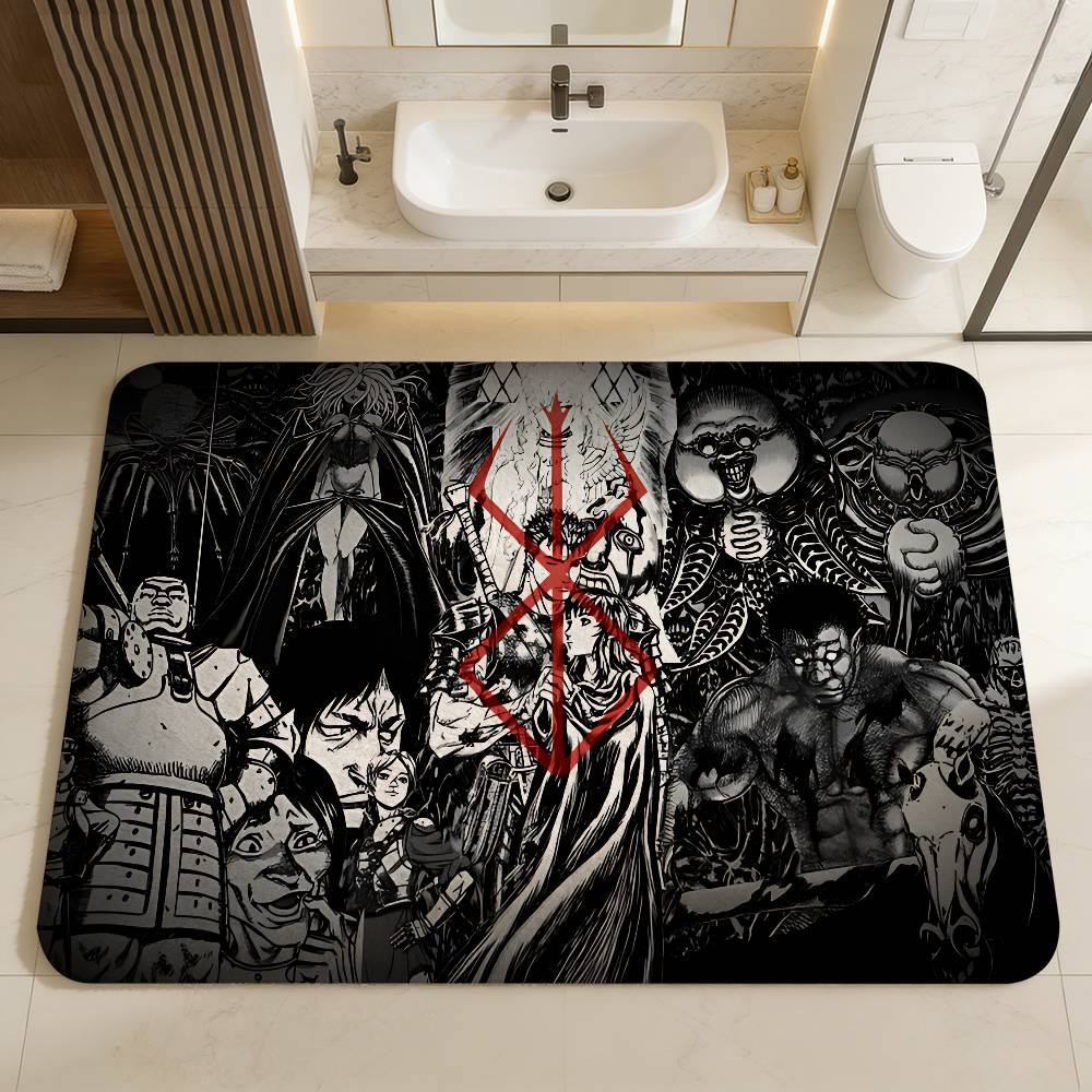 Berserk Guts Hot Anime Entrance Door Mat Nordic Style Bedroom Living Room Doormat Home Balcony Anti-Slip Modern Home Decor