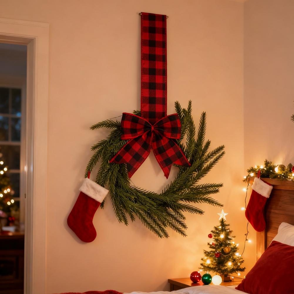 Festive Holiday Wreath Festive Mini Christmas Wreaths for Kitchen Mantle Decor Artificial Norfolk Pine Wreaths with Bow Holiday