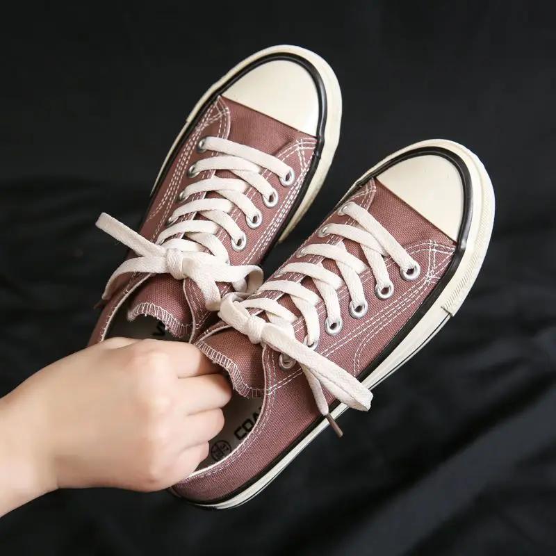Shoes For Women Low-Top Vulcanized Canvas Platform Sneakers Black Flats Tennis Female Classic Student Small Couples Skateboard