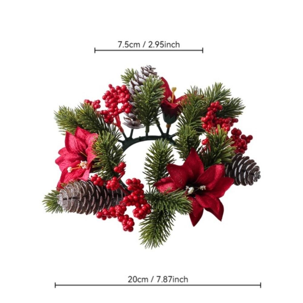 Artificial Berries Pinecone Pine Christmas Wreath Table Home Party Decoration Candlestick Wreaths Xmas Candle Wreath