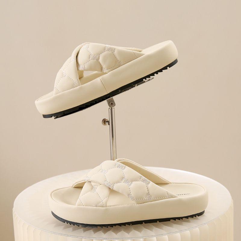 Thick-soled slippers women's new maternity soft-soled cross-cool slippers fashionable versatile outer wear casual one-word drag