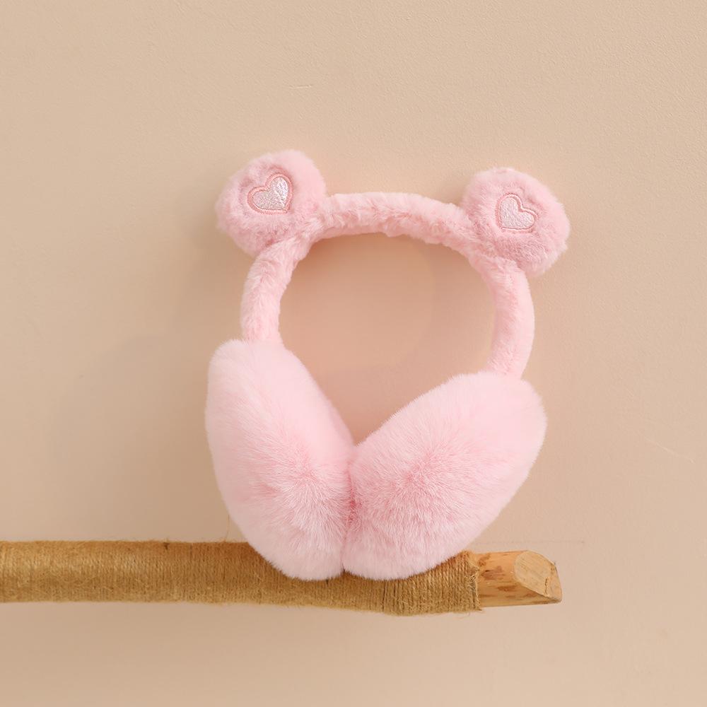 

Зимние теплые наушники-беруши с медвежьими ушками, плюшевые толстые мягкие наушники-беруши, защищающие уши, теплые наушники-беруши розовый