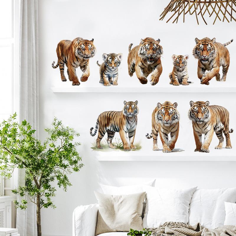 DIY Safari Animal Wall Stickers for Kids Room Decor Tiger Elephant Zebra Tropical Rainforest Savanna Nursery Decals Christmas Gifts