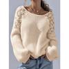 Damen Pullover mit langen Ärmeln, handgehäkelt, aus Kunstmink, Strickpullover