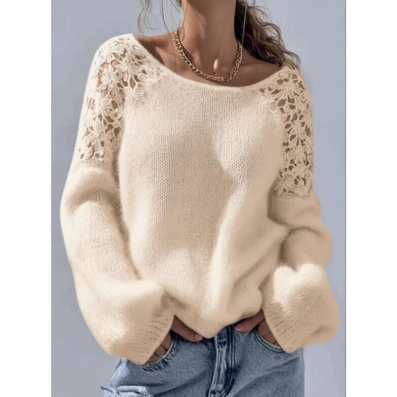 Damen Pullover mit langen Ärmeln, handgehäkelt, aus Kunstmink, Strickpullover