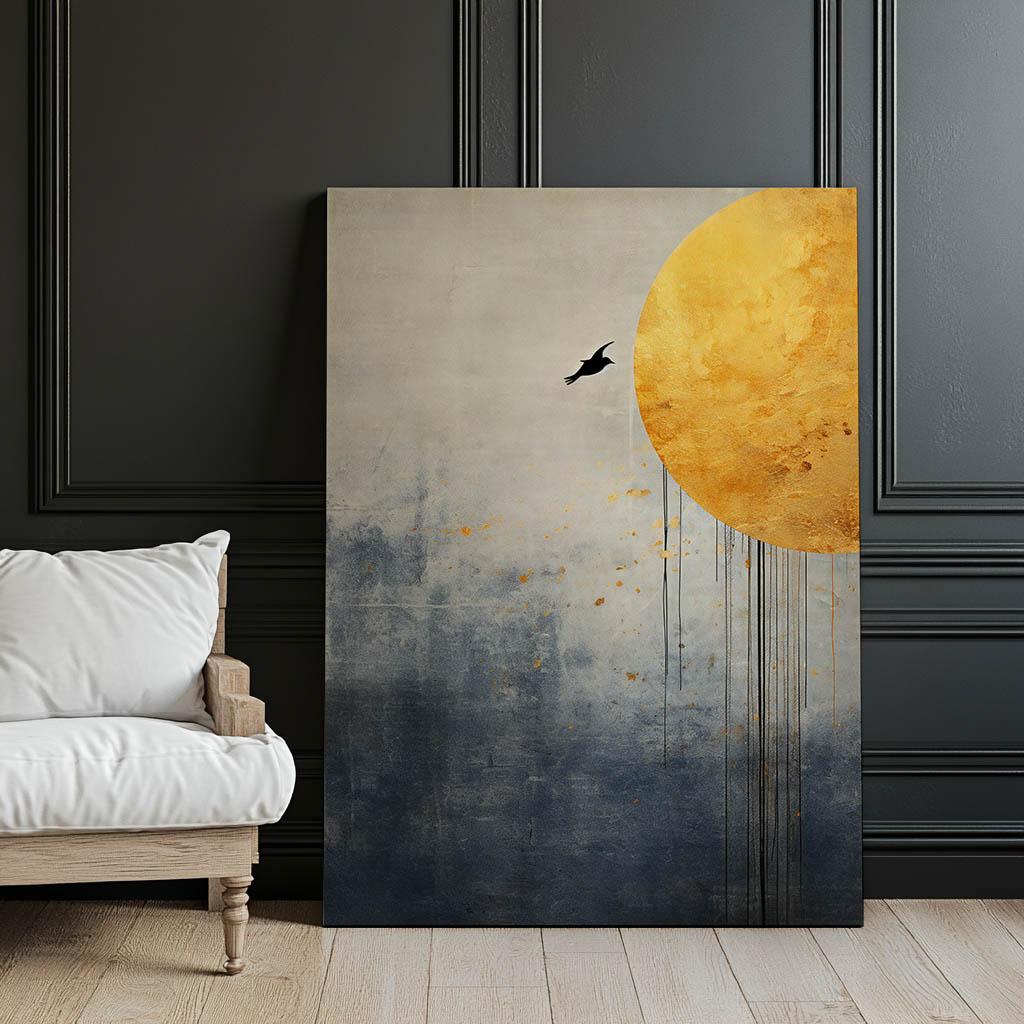 Abstract World of the Raven Abstract World of the Raven, 40X50 Cm, Gold Aluminum Frame, 230 Gsm Matte Paper