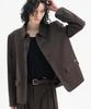 Trip Le Sens Custom Collar Hidden Snap Crop Blazer_Black