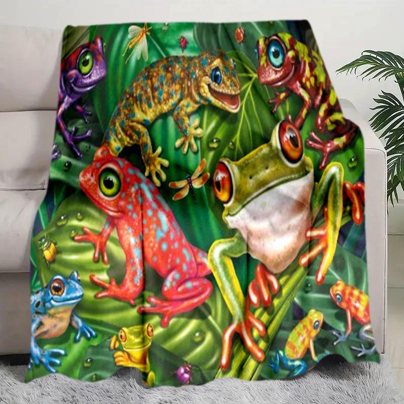 Frog Plush Blanket Suitable All Seasons Soft Comfortable Sofa Office Nap Travel Birthday Gift Christmas Present
