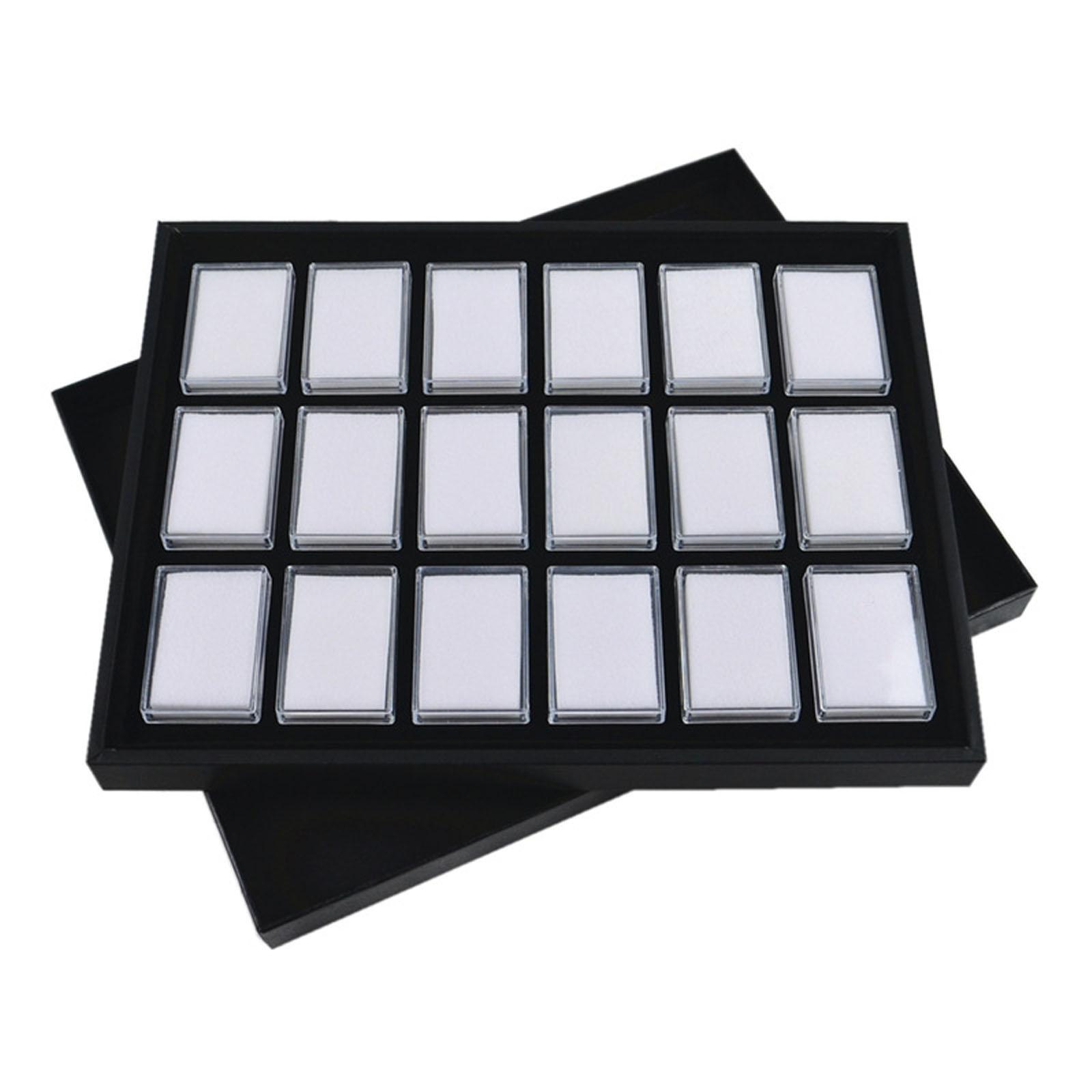 

Кейс для 18 камней для демонстрации и хранения ювелирных изделий, квадратный органайзер для драгоценных камней с пенопластом для коллекционных предметов и кристаллов белый