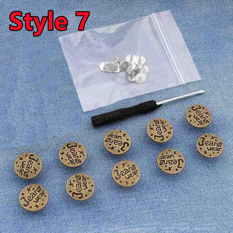 10 PEZZI Bottoni per Jeans di Ricambio 17mm Senza Cucitura Bottone in Metallo Kit di Riparazione Bottoni per Jeans Rimovibili Senza Chiodi Set Accessori da Cucito