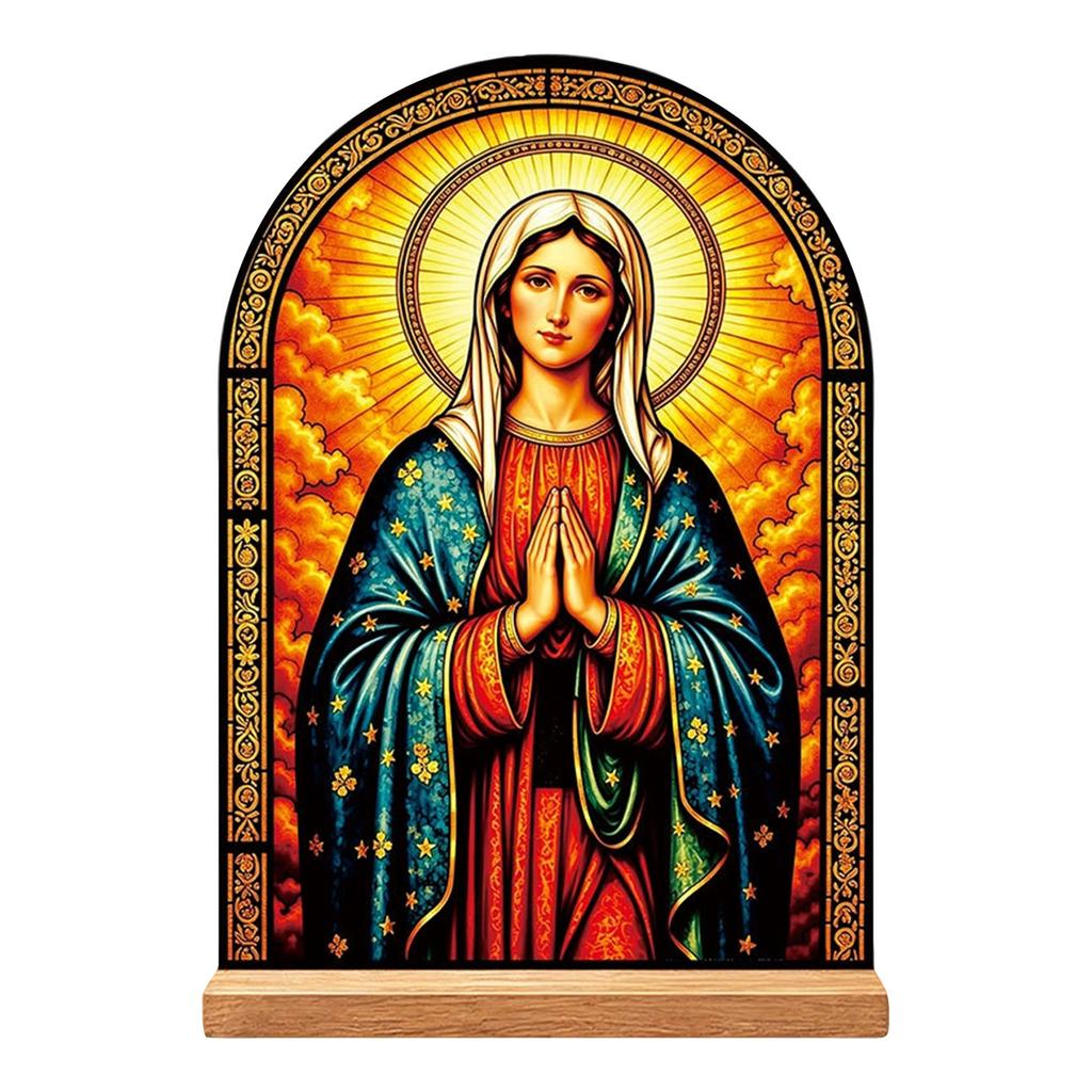 Easter Sacred Heart Tabletop Decoration Faux Glass Acrylic Display for Home Shelf Decor