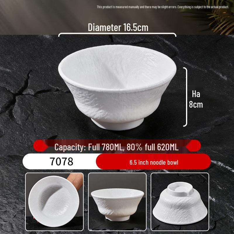Melamine White Large Noodle Bowl - Imitation Porcelain for Ramen, Mala Tang, and Luosifen