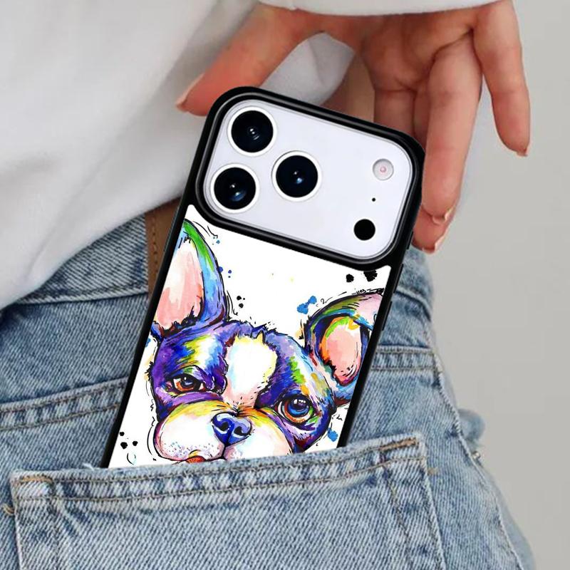 Cute French Bulldog Boston Terrier Phone Case for iPhone 16e 15 14 13 12 17 Pro Max Plus Air 17pro Cover Coque