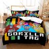 Gorilla Tag VR Parkour Game Funny Monke Gorilla Character HD Print Bedding Set Duvet Cover + 2 Pillowcases Polyester