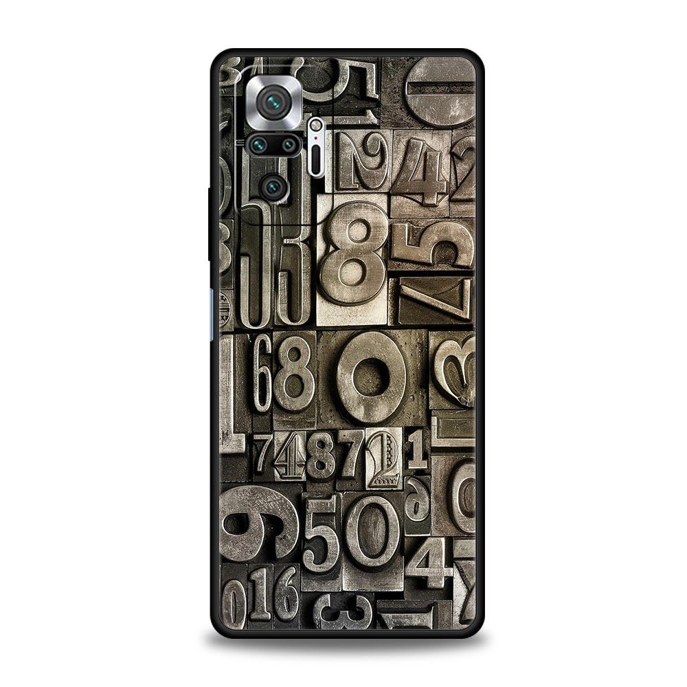 Number Pattern Phone Case Cover for Redmi 14C 10C Note 15 14 13 12 10 11 K40 Pro Plus 5G Soft TPU Shockproof Shell Fundas Capas