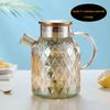 Amber color Diamond Glass Household Kettle Heat-resistant thickened glass household juice flower teapot 1750 ml