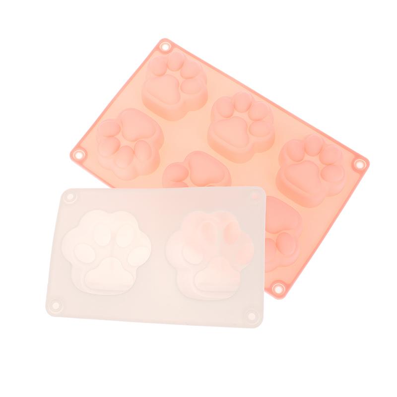2/6 Cavity Cat Paw Silicone Soap Mold Animal Candle Resin Plaster Mold Diy Chocolate Jelly Cake Ice Cube Making Desk Decor Gift