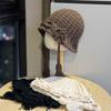 Retro Flower Hand Woven Braided Woolen Hat for Women in Autumn and Winter Warm and Versatile Tassel Knitted Hat