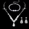 Bridal Angel Tears Rhinestone Zircon Necklace & Earrings Set